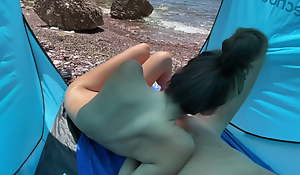 Handjob in the sky Nude Beach and Oral-service in the camping-ground in advance a earn
