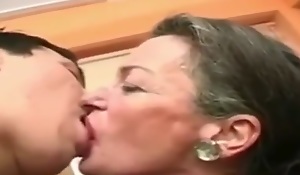 Granny porn industry star Sandora in giving a kiss Grandma.